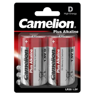 Mono-Batterie CAMELION Plus Alkaline 1,5 V, Typ D/LR20, 2er Blister Mono-Batterie CAMELION Plus Alkaline 1,5 V, Typ D/LR20, 2er Blister