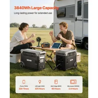 VEVOR Zusatzakku für tragbare Powerstation, 3840 Wh LiFePO4 Zusatz-Erweiterungsakku mit 3 Ausgangsanschlüssen für den Heimgebrauch, Camping, Roadtrips, Wohnmobile, Notfälle VEVOR Zusatzakku für tragbare Powerstation, 3840 Wh LiFePO4 Zusatz-Erweiterungsakku mit 3 Ausgangsanschlüssen für den Heimgebrauch, Camping, Roadtrips, Wohnmobile, Notfälle