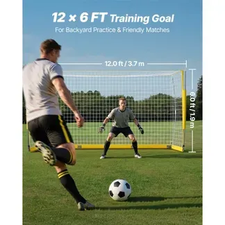 VEVOR Tragbares Fußballtor Soccertor Fußballnetz 3,66 x 1,83 m für den Garten, großes Übungsfußballnetz Trainingstor-Set mit Stahl-Glasfaserstruktur, Allwetter-Fußballtore mit Tragetasche, Gelb VEVOR Tragbares Fußballtor Soccertor Fußballnetz 3,66 x 1,83 m für den Garten, großes Übungsfußballnetz Trainingstor-Set mit Stahl-Glasfaserstruktur, Allwetter-Fußballtore mit Tragetasche, Gelb