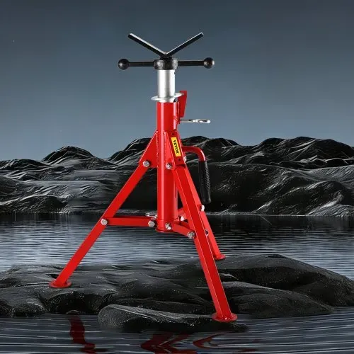 VEVOR Rohrstütze Kohlenstoffstahl Rohrständer V-Kopf Max. Belastbarkeit 1134 kg Rohrbock Höhenverstellbar von 61 bis 107 cm klappbare Beine zum Transport Ideal für Gewindeschneidmaschinen Rollennuten – Bild 7