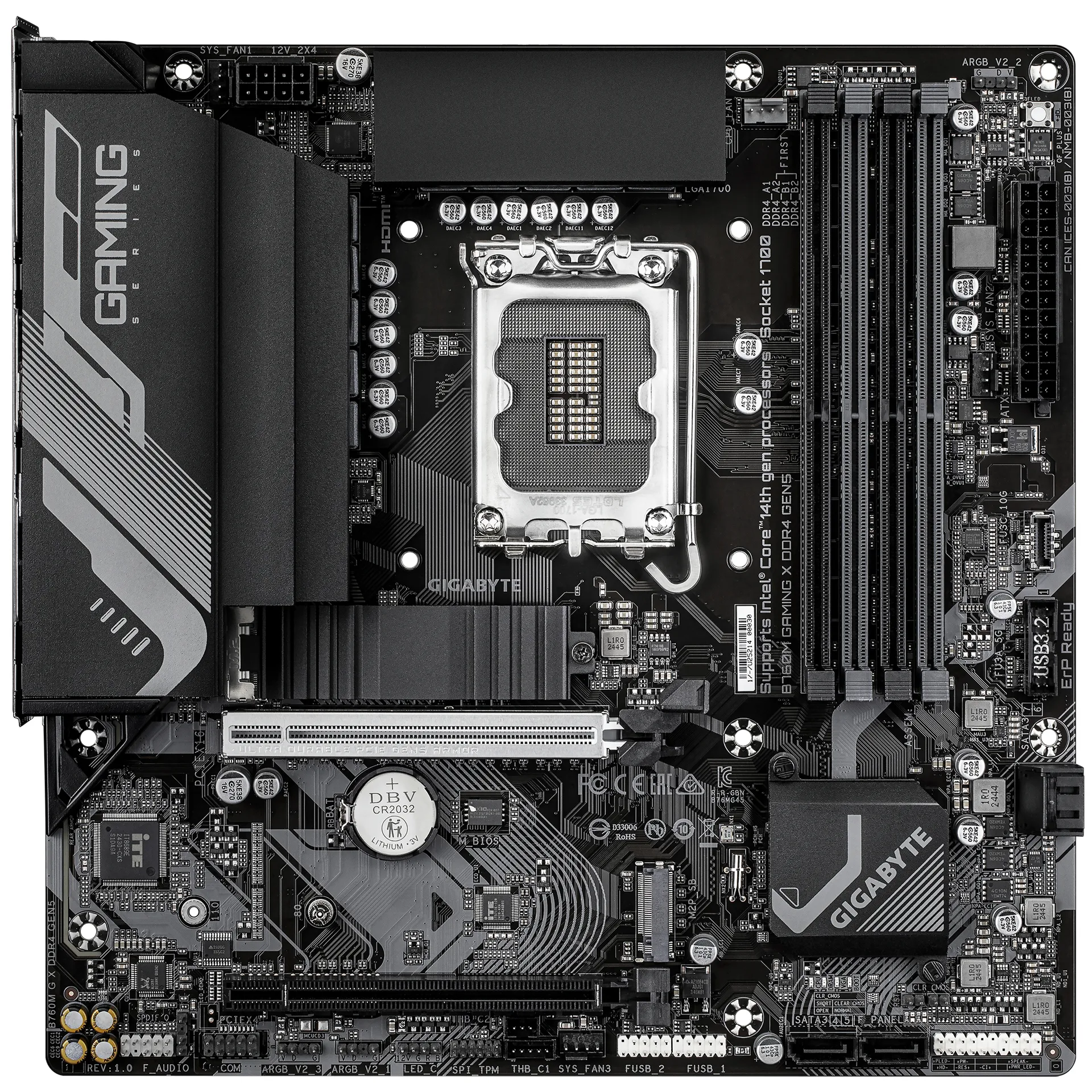 GIGABYTE B760M GAMING X DDR4 GEN5 Mainboard – Unterstützt Intel Core Prozessoren der 14. Generation, 8+1+1 Phasen VRM, bis zu 3200 MHz DDR4, 2 x PCIe 4.0 M.2, 2.5 GbE LAN, USB 3.2 Gen 1 – Bild 2