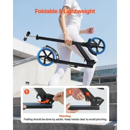 VEVOR Scooter (2 Räder) für Kinder ab 8 Jahren, Cityroller Kinderroller Straßenroller mit höhenverstellbarem Lenker & rutschfestem Deck & faltbarem Rahmen, Tretroller bis zu 100 kg, blau – Bild 5