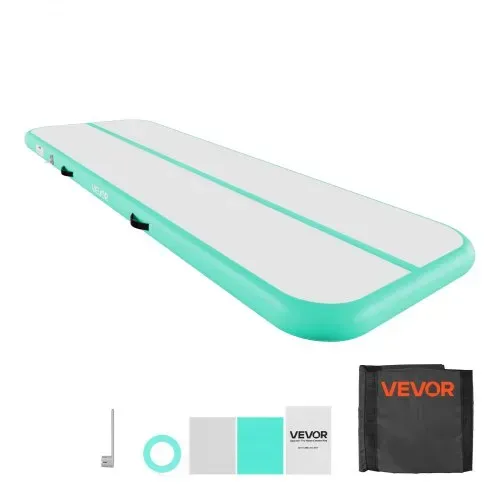 VEVOR Aufblasbare Gymnastikmatte 300x100x10 cm Airtrack-Turnmatte für Training, Wettkampfsport & Yoga, mit Rutschfester Oberfläche, 600-W-Elektroluftpumpe, Reparaturflicken, Düsen & Tasche, Mintgrün – Bild 8