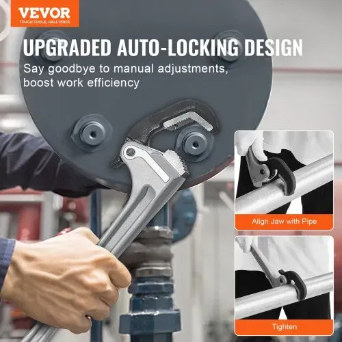 VEVOR Rohrzange, 18 Zoll gerade Aluminium-Rohrzange, automatische Backeneinstellung, verstellbarer Sanitärschlüssel, leicht zu tragen, ergonomischer Griff, aufhängbares Design, für Wasserleitungen, Autoreparaturen VEVOR Rohrzange, 18 Zoll gerade Aluminium-Rohrzange, automatische Backeneinstellung, verstellbarer Sanitärschlüssel, leicht zu tragen, ergonomischer Griff, aufhängbares Design, für Wasserleitungen, Autoreparaturen
