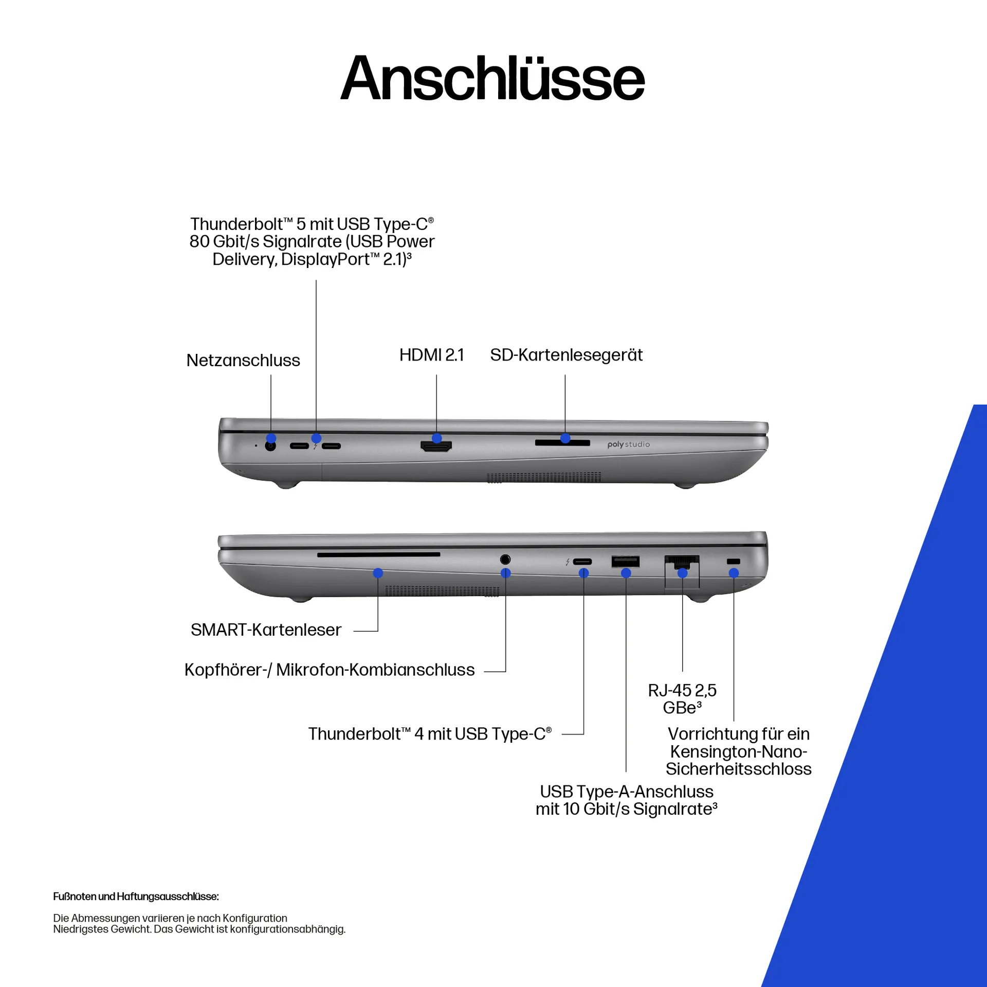 HP ZBook Fury G1i Intel Core Ultra 9 285HX Mobiler Arbeitsplatz 40,6 cm (16") 2.5K 64 GB DDR5-SDRAM 2 TB SSD NVIDIA RTX PRO 3000 Blackwell Wi-Fi 7 (802.11be) Windows 11 Pro AI Workstation, AI PC Silber – Bild 4