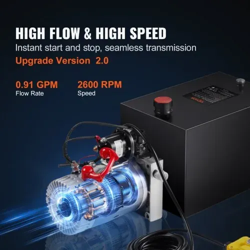 VEVOR Hydraulikpumpe Hydraulikaggregat 12 V Hydraulikaggregat 1600 W, Einfachwirkende Hydraulikpumpe Hydraulic Power Pack, 3,79 L Tank Hand Pump Hydraulikaggregat, für Aufzüge, Gabelstapler usw. – Bild 3