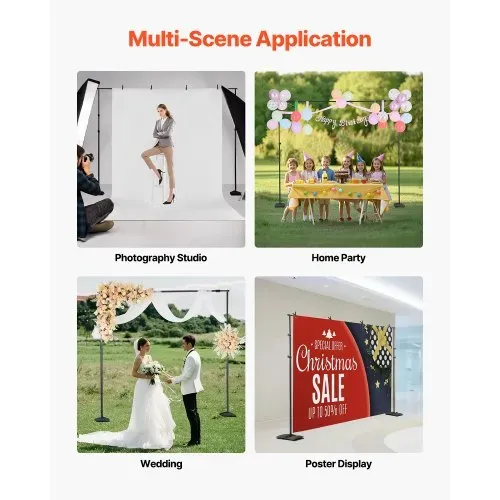 VEVOR Hintergrundständer verstellbares Fotohintergrundständer (Hintergrundtuch: 260 x 300 cm), Hintergrundständer mit 7 Querstangen, Bildschirmständer für Produktfotografie Studiofotografie – Bild 4