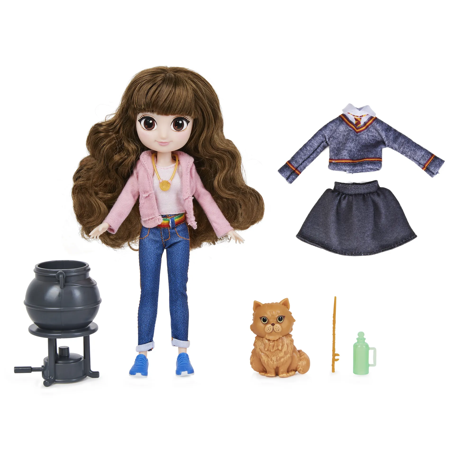 Wizarding World Harry Potter - Hermine Granger Puppe mit kämmbaren Haar, Geschenkset mit 2 Outfits und 5 Zubehörteilen – Bild 2