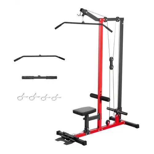 VEVOR Latzugstation, 2-in-1 Latzugturm, ca. 227 kg Belastbare Gewichtsauflage, Kraftstation mit Latzugstange, Krafttraining für Rücken Arme Schultern, Latzugmaschine für Fitnesscenter Zuhause, Schwarz – Bild 8