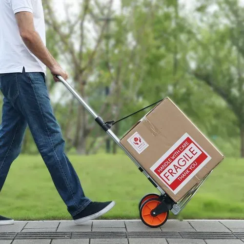 VEVOR Sackkarre Klappbar 125kg Transportkarre aus Aluminiumlegierung und Kunststoff Stapelkarre mit verstellbarem Griff 820-1105mm Faltbarer Trolley inkl. Bindeseil kompakte Größe zum Verstauen – Bild 7