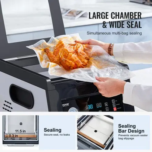 VEVOR Kammer Vakuumierer, 380 W, Verpackungsmaschine für feuchte Lebensmittel, Fleisch, kompaktes Design, ideales gewerbliches Vakuumiergerät für den professionellen und privaten Gebrauch – Bild 4