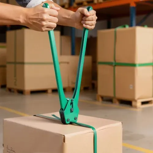 VEVOR 6 tlg Umreifungsset mit Umreifungsband, manuelle Umreifungsgerät mit 457 m PET Band, 450 Metallklammern, 150 Kantenschutzern, pefekte Werkstattausstattung für Verpackung, Transport und Lager – Bild 7