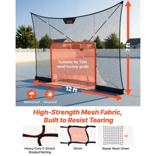 VEVOR Hockey-Torfangnetz 366 x 213 cm Nur Netz für Hockeytor-Training, Robustes Ersatznetz mit Erweiterter Abdeckung, Leicht und Tragbar, Hockeytornetz für Jugendliche und Erwachsene – Bild 2