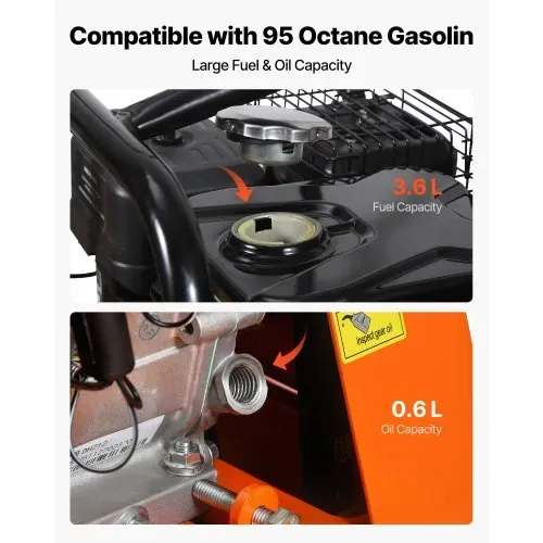 VEVOR Benzin Rüttelplatte, 6,5 PS (212 CC) Motor, 6400 U/min Vibrationsstampfer, 15 kN Verdichtungsdruck, Platte 530x400 mm, Handgeführter Rüttler für Pflasterarbeiten, Asphalt & Fundamente – Bild 4