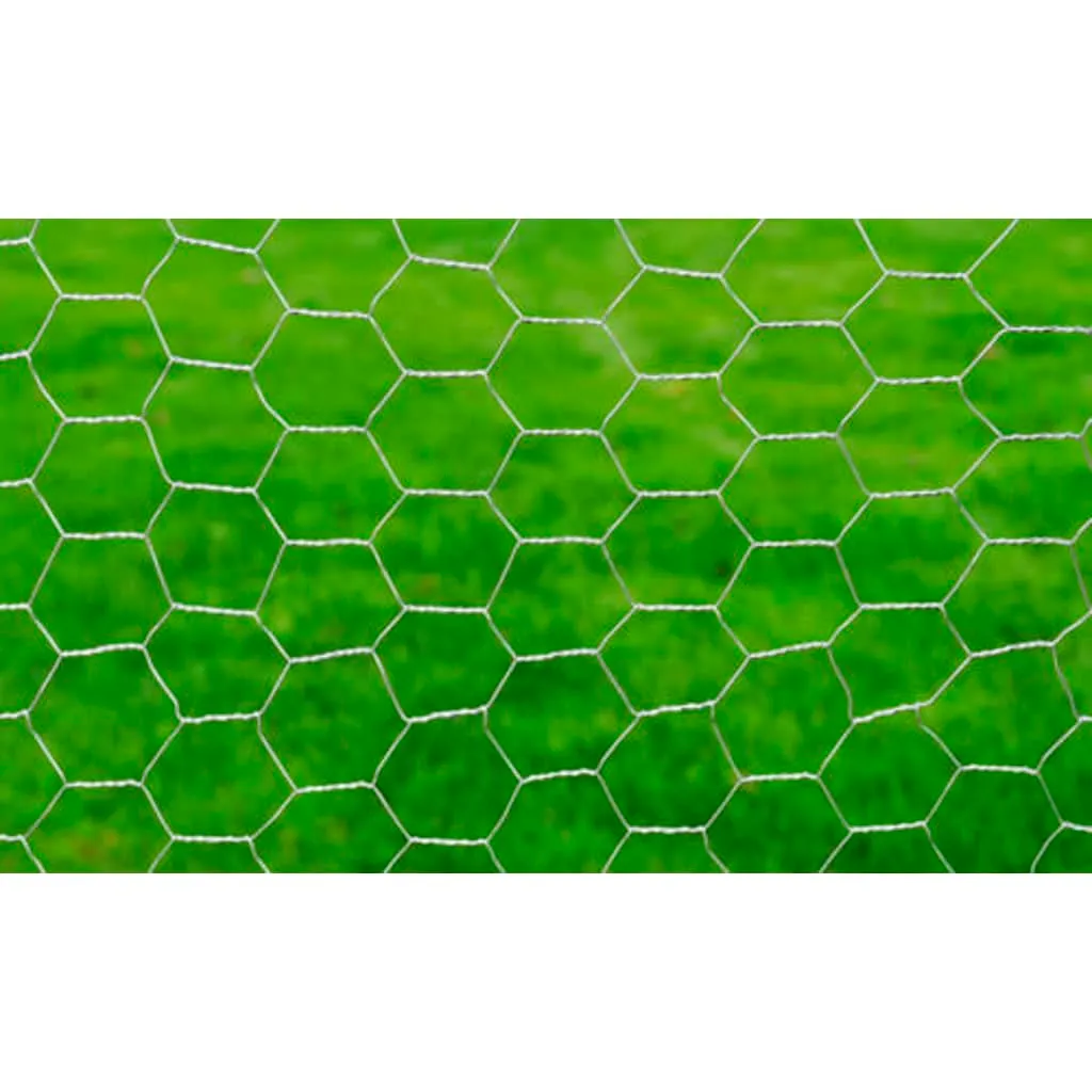 vidaXL Maschendrahtzaun Verzinkter Stahl Hexagon 1×25 m Silbern – Bild 3