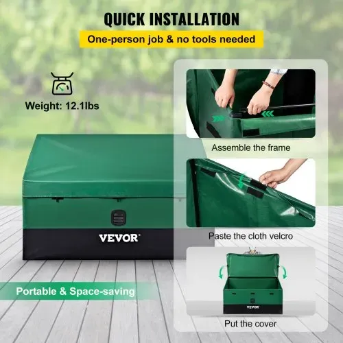 VEVOR 440L Aufbewahrungsbox für Außenbereich 122x63x75cm Auflagenbox aus PE-Plane auf industriellem Niveau Wasserdicht Luftdurchlässig Kissenbox Truhe Gartenbox Ideal für Pools Höfe Gärten Garagen – Bild 5