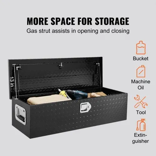VEVOR 990 x 330 x 254 mm Werkzeugkasten für Lkw-Ladefläche, Abschließbar 83 L Truckbox Werkzeugbox Aufbewahrungs-Werkzeugkasten, 39 kg Tragfähigkeit Werkzeugkiste Organizer für Wohnmobil, PKW Schwarz – Bild 2
