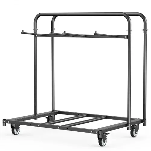VEVOR Stuhlkarre, Klappstuhlwagen, 180 kg, für 5 Tische + 14 Stühle, Stuhlaufbewahrungswagen mit Stuhlhalter mit Lenkrollen & Feststellrädern, für Partyveranstaltungen, Hotels, Mattschwarz – Bild 7