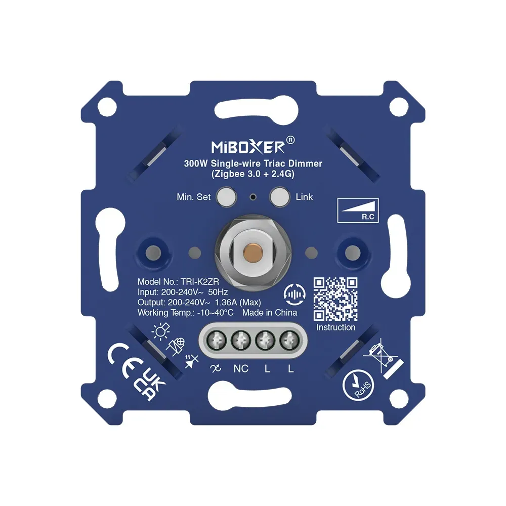 MiBoxer TRI-K2ZR Triac Dimmer Zigbee 3.0 + 2,4 GHz ohne Neutralleiter MiBoxer TRI-K2ZR Triac Dimmer Zigbee 3.0 + 2,4 GHz ohne Neutralleiter