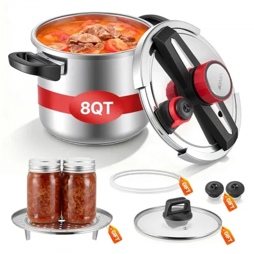 VEVOR Schnellkochtopf 7 L, Dampfkochtopf aus Edelstahl mit Dampfeinsatz & Deckel aus Gehärtetem Glas & 3 Druckstufen für Fleisch Bohnen Reis Suppen Soßen, Schnellkochtopf bis zu 100 kPa VEVOR Schnellkochtopf 7 L, Dampfkochtopf aus Edelstahl mit Dampfeinsatz & Deckel aus Gehärtetem Glas & 3 Druckstufen für Fleisch Bohnen Reis Suppen Soßen, Schnellkochtopf bis zu 100 kPa