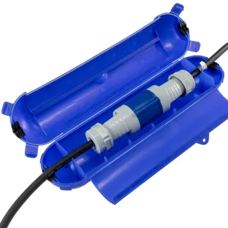 Kabelschutzbox für Aussen IP44 XL für CEE, LxØ 365x90mm, Blau Kabelschutzbox für Aussen IP44 XL für CEE, LxØ 365x90mm, Blau