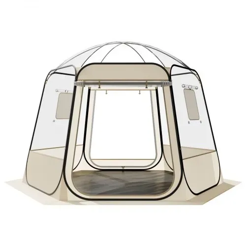 VEVOR Pop-up-Bubble-Zelt, 305 x 275 x 220 cm, transparentes Campingzelt, Garten-Kuppel-Iglu-Zelt mit Fenstern, Sportzelt, 540°-Panoramablick, für 4–8 Personen, Terrasse, Hinterhof – Bild 8