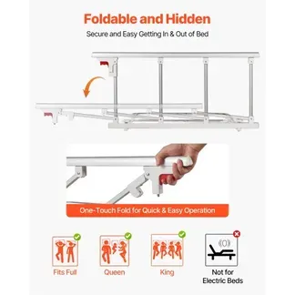 VEVOR Faltbares Bettgitter für Senioren, 97 cm Bettschutzgitter mit Befestigungsgurt, Rausfallschutz, Kantenschutz, Seniorenbettgitter, passend für King-Size-, Queen-Size-, Full-Size- & Twin-Betten VEVOR Faltbares Bettgitter für Senioren, 97 cm Bettschutzgitter mit Befestigungsgurt, Rausfallschutz, Kantenschutz, Seniorenbettgitter, passend für King-Size-, Queen-Size-, Full-Size- & Twin-Betten