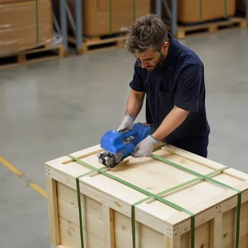 VEVOR Umreifungsgerät, 2 x 4000 mAh Akku, Umreifungsmaschine mit Digitalanzeige für 10–19 mm breite PET-Bänder, Bandverpackungsmaschine für ideal für Fabriken, Lagerhallen, & Logistikzentren – Bild 7