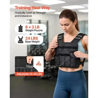 VEVOR Gewichtsweste Verstellbar mit 8 Gewichtsbeuteln à 2 lbs für Individuelles Training, X-förmige Fitnessweste mit Reflektorstreifen und Schnallenriemen für Krafttraining Laufen und Joggen Schwarz VEVOR Gewichtsweste Verstellbar mit 8 Gewichtsbeuteln à 2 lbs für Individuelles Training, X-förmige Fitnessweste mit Reflektorstreifen und Schnallenriemen für Krafttraining Laufen und Joggen Schwarz