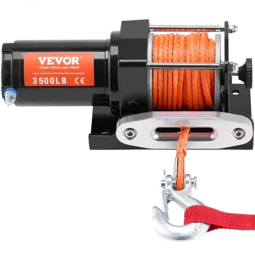 VEVOR Elektrische Seilwinde, 3500 lb Seilzugkapazität, 12 V DC ATV/UTV-Winde mit Φ3/16 Zoll x 39 Fuß 12 Strängen Synthetikseil, Aluminium-Seilführung, kabelgebundene Fernbedienung, IP55 wasserdicht zum Schleppen von UTV, ATV, Boot – Bild 10