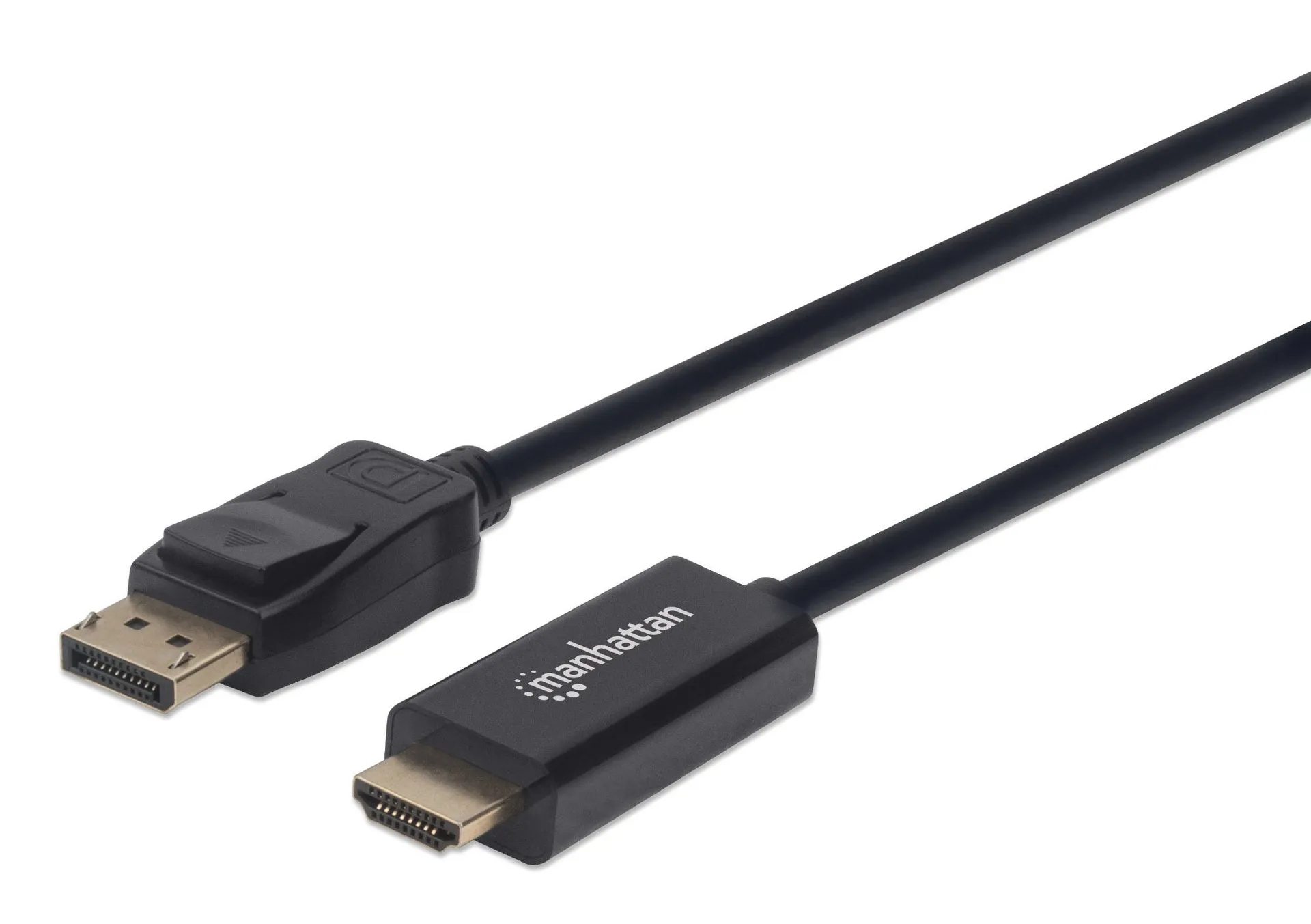 Manhattan 1080p DisplayPort auf HDMI-Kabel, DisplayPort-Stecker auf HDMI-Stecker, 1,8 m, schwarz Manhattan 1080p DisplayPort auf HDMI-Kabel, DisplayPort-Stecker auf HDMI-Stecker, 1,8 m, schwarz