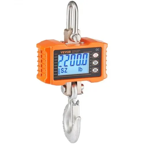 VEVOR Industrielle Hängewaage, 1000 kg, robuste digitale Kranwaage mit Fernbedienung, Lastenwaage, Gehäuse aus Aluminiumguss, hochpräzises LCD-Display für Bau, Fabrik, Bauernhof, Jagd, Orange – Bild 8
