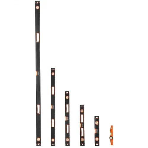 VEVOR Wasserwaagen 6er-Set, 200/120/80/60/40/25cm, Messwerkzeug mit Libellen für 45/90/180 Grad, magnetisches Box-Wasserwaagen-Werkzeug aus Aluminiumlegierung, stoßfest, SAE- & metrische Skala – Bild 9
