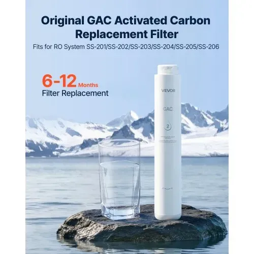 VEVOR GAC Aktivkohle Ersatzkartusche für Umkehrosmoseanlage RO-Systeme 5 μm, Einfacher Austausch Innerhalb von 12 Monaten, für Untertisch-Umkehrosmoseanlage SS-201/SS-202/SS-203/SS-204/SS-205/SS-206 VEVOR GAC Aktivkohle Ersatzkartusche für Umkehrosmoseanlage RO-Systeme 5 μm, Einfacher Austausch Innerhalb von 12 Monaten, für Untertisch-Umkehrosmoseanlage SS-201/SS-202/SS-203/SS-204/SS-205/SS-206