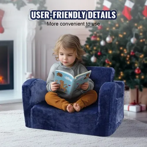 VEVOR Kindersofa 2 in 1 umwandelbares Kindersofa zum Liegestuhl, ausklappbarer Kindersofa-Sessel, Kleinkind Armlehnenstuhl-Bett, zusammenklappbares Kinderspielsofa, Kindercouch Blau 104 x 58 x 32 cm – Bild 5