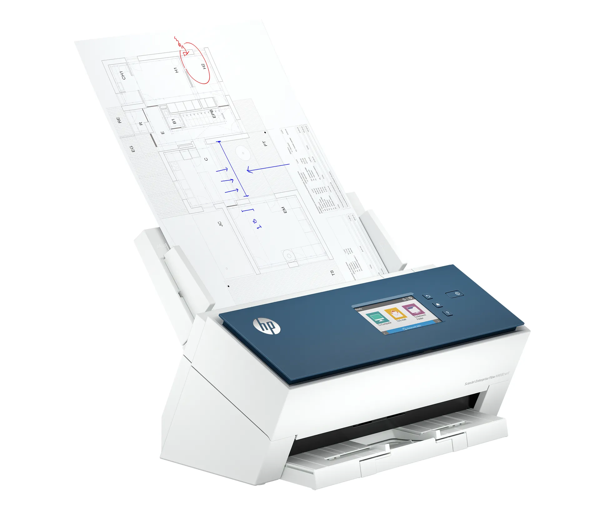 HP ScanJet Enterprise Flow N9000 sn1 Scanner mit Vorlageneinzug 600 x 600 DPI A3 Blau, Weiß – Bild 2