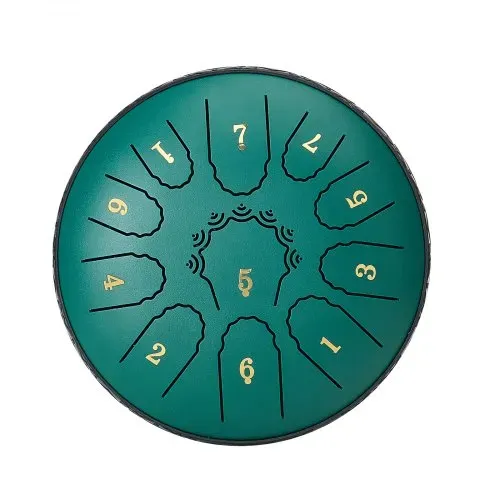 VEVOR Zungentrommel, 165 mm, 11 Tönen Regentrommel, D-Dur Musiktrommeln mit Notenbuch & Schlägeln, Steel Tongue Drum, Steel Pan, für Meditation Yoga Anfänger Musikunterricht, Grün – Bild 10