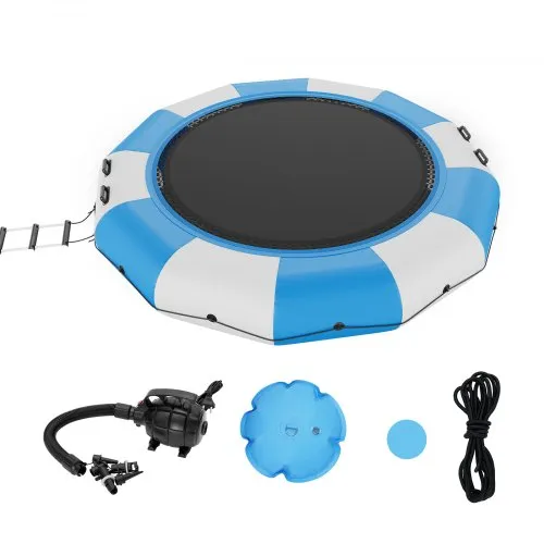 VEVOR Aufblasbarer Wassertrampolin mit Leiter, Wasserdichte, Abriebfeste, Wassertrampoline 3,96 m Großen Sprungfläche, Sprungplattform-Wasserpark Pool Trampolin, Blau + Weiß 226 kg Tragfähigkeit VEVOR Aufblasbarer Wassertrampolin mit Leiter, Wasserdichte, Abriebfeste, Wassertrampoline 3,96 m Großen Sprungfläche, Sprungplattform-Wasserpark Pool Trampolin, Blau + Weiß 226 kg Tragfähigkeit