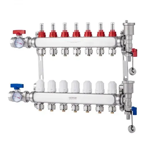 VEVOR 7-Zweig-Wärmeverteilungsverteiler, 1/2-Zoll-PEX-Rohrverteiler, Edelstahl-PEX-Verteiler für hydronische Fußbodenheizung, Wärmeverteilungs-PEX-Verteilersatz mit 1/2-Zoll-Adaptern im Lieferumfang enthalten – Bild 9