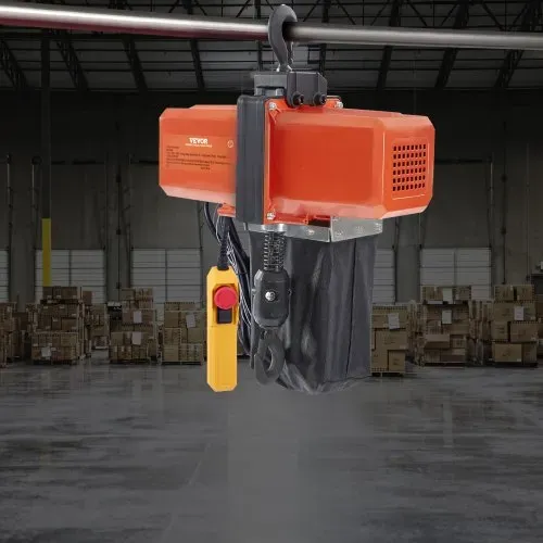 VEVOR Elektrischer Kettenzug, 1100 lbs Tragkraft, 15 ft Hubhöhe, 9,2 ft/min Geschwindigkeit, 230 V, einphasiger Brückenkran mit G100-Kette, 10 ft Kabelfernbedienung für Garage, Geschäft, Hotel, Zuhause – Bild 7