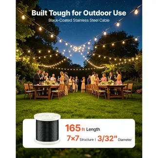 VEVOR Edelstahldrahtseil φ2,38 mm 50,3 m Länge, Drahtseil aus Edelstahl 304 mit einer Bruchlast von 2 kN, 7×7 Litzen, Stahlseil für Terrassengeländer, Gartenspaliere, Lichterketten VEVOR Edelstahldrahtseil φ2,38 mm 50,3 m Länge, Drahtseil aus Edelstahl 304 mit einer Bruchlast von 2 kN, 7×7 Litzen, Stahlseil für Terrassengeländer, Gartenspaliere, Lichterketten