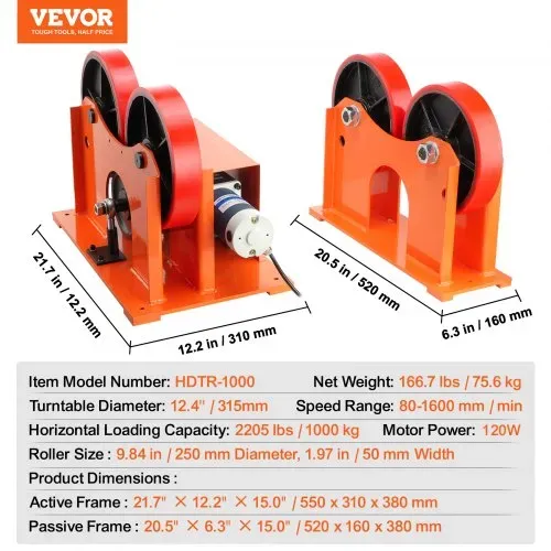 VEVOR Drehrollen-Verbindungsrolle 1000 kg Ladeschweiß-Drehrolle – Bild 6