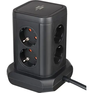 Steckdosenturm 8-fach, 2x USB-A, 1x USB-C, Steckdosenleiste Steckdosenturm 8-fach, 2x USB-A, 1x USB-C, Steckdosenleiste