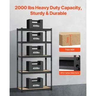 VEVOR Werkstattregal, 907 kg, 5-stufiges Garagen-Lagerregal, 406x813x1596 mm, Steckregal, Schwerlastregal, Metallregale für Garagenregale, Allzweckregal, ideal für Küche, Lager, Keller, schwarz VEVOR Werkstattregal, 907 kg, 5-stufiges Garagen-Lagerregal, 406x813x1596 mm, Steckregal, Schwerlastregal, Metallregale für Garagenregale, Allzweckregal, ideal für Küche, Lager, Keller, schwarz