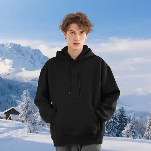 VEVOR Herren-Kapuzenpullover, Größe XL, Fleece, langärmlig, bequem, lässig, Basic-Kapuzenpullover, warm und hautfreundlich, praktisch und trendig, schwarzer Hoodie mit großer Tasche für Herbst und Winter – Bild 7