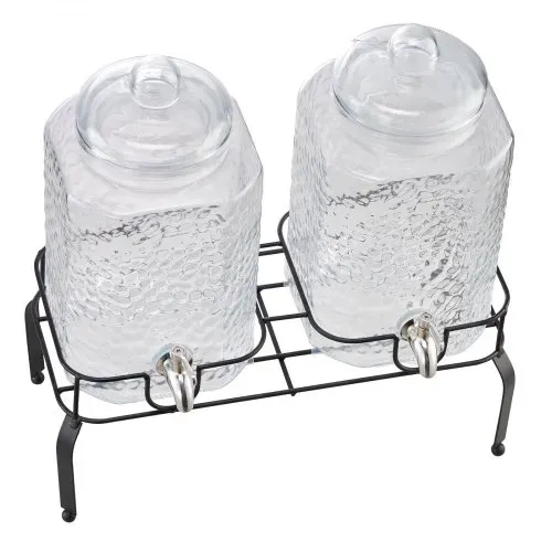 VEVOR Getränkespender (2 x 5,5 L) für Partys Saftspender (aus Glas) mit tropfsicherem Zapfhahn & Metallständer Wasserspender für Restaurants Partys, Limonade selbstgemachte Getränke Spender – Bild 10