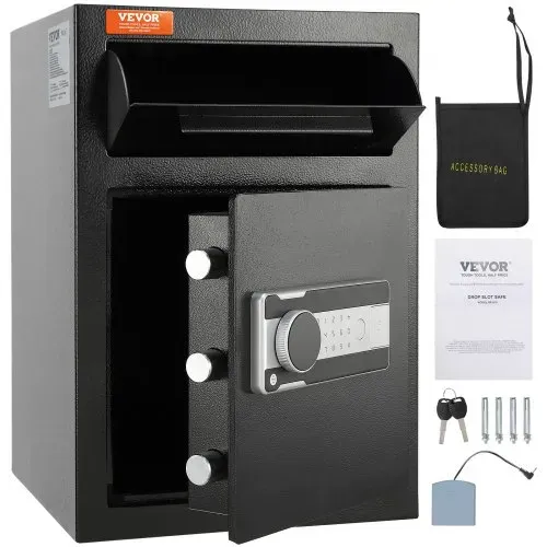 VEVOR 2,5 L Einwurftresor, Deposittresor mit Drop-Slot, elektronischem Codeschloss und 2 Notfallschlüsseln, 355 x 355 x 515 mm, Business Drop Slot Safe für Bargeld, zu Hause, Hotel, Büro usw. – Bild 8