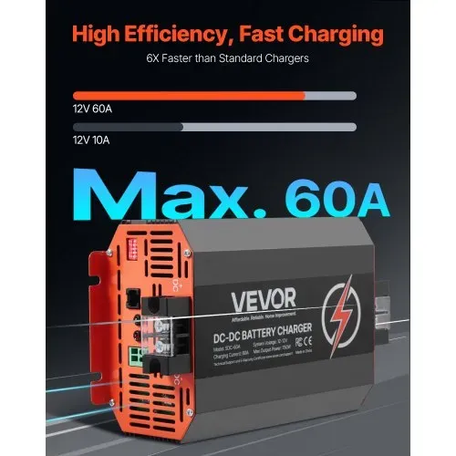 VEVOR 12 V 60 A DC/DC-Batterieladegerät, 750 W, für Blei-Säure-, Lithium-, AGM-, GEL- und Nassbatterien, intelligentes mehrstufiges Laden, für Wohnmobile, Nutzfahrzeuge, Boote, Yachten VEVOR 12 V 60 A DC/DC-Batterieladegerät, 750 W, für Blei-Säure-, Lithium-, AGM-, GEL- und Nassbatterien, intelligentes mehrstufiges Laden, für Wohnmobile, Nutzfahrzeuge, Boote, Yachten