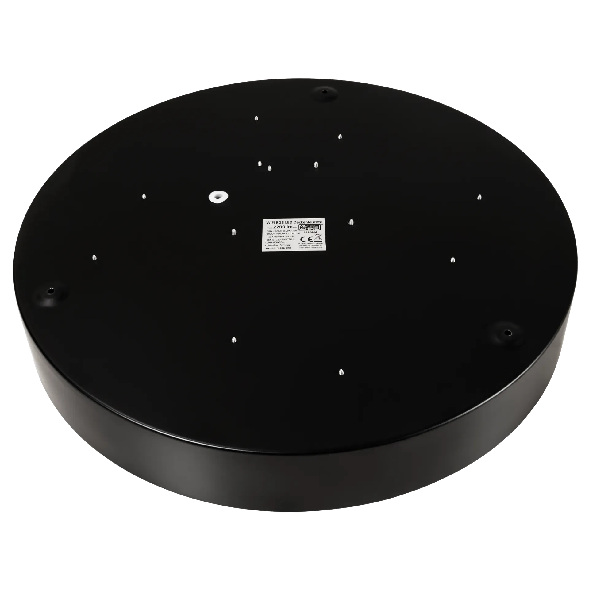 Wifi LED-Deckenleuchte McShine 35W, 4.450lm, Ø40cm, CCT+RGB, schwarz – Bild 5