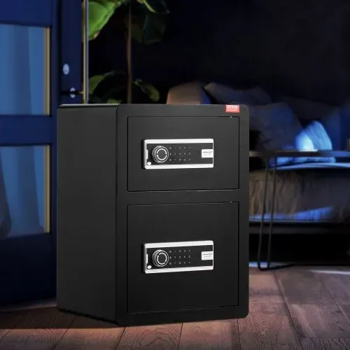 VEVOR Safe Tresor mit feuerfester Geldtasche, Doppeltüren-Safe 3,5 Kubikfuß, 2 höhenverstellbare Trennwände, digitaler Möbeltresor mit Schlüssel, Code, Safe für Geld Schmuck Wertsachen, Schwarz – Bild 7